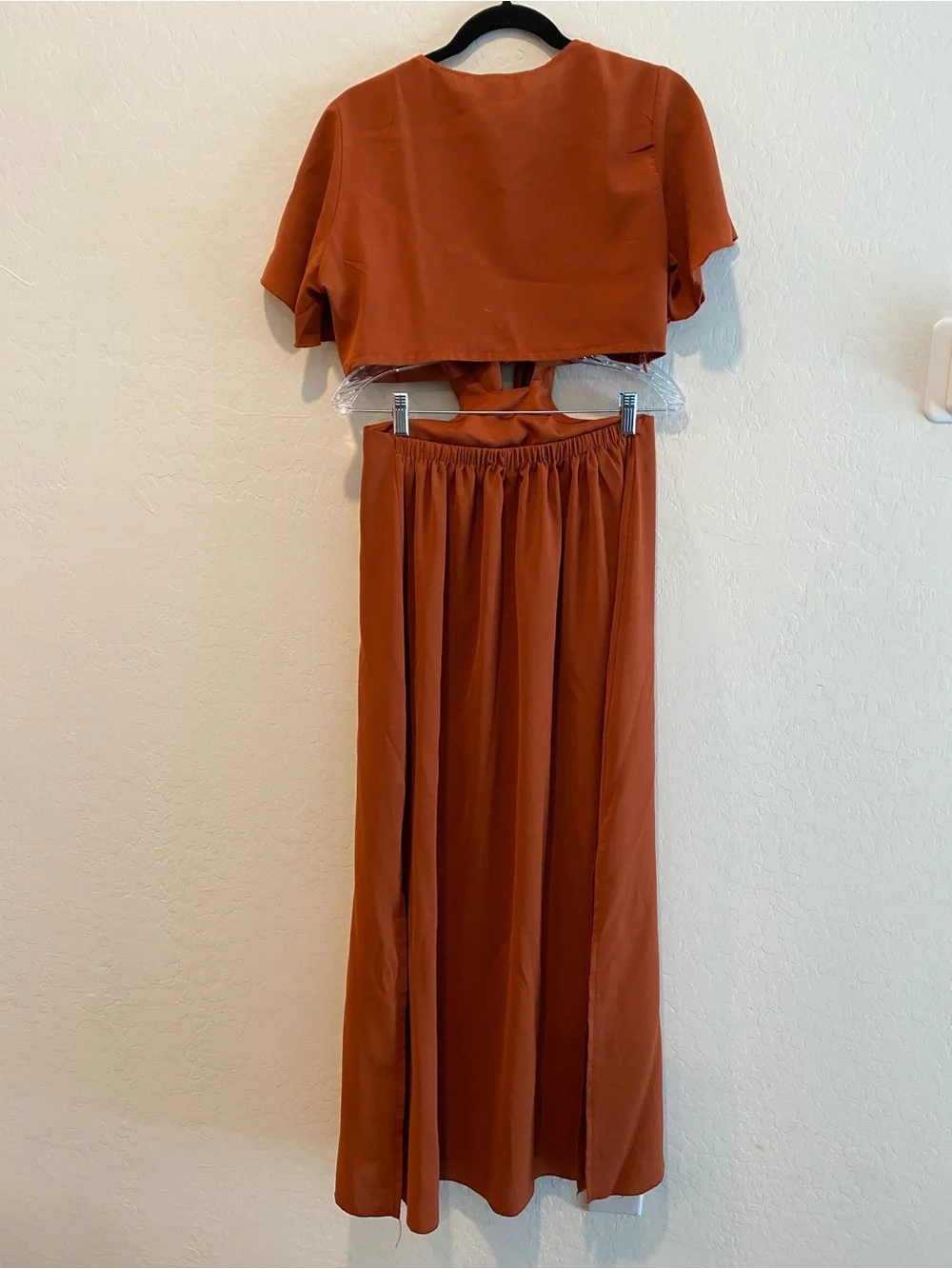 SHEIN Tie-Front Rust Midi Dress - Picture 10 of 10